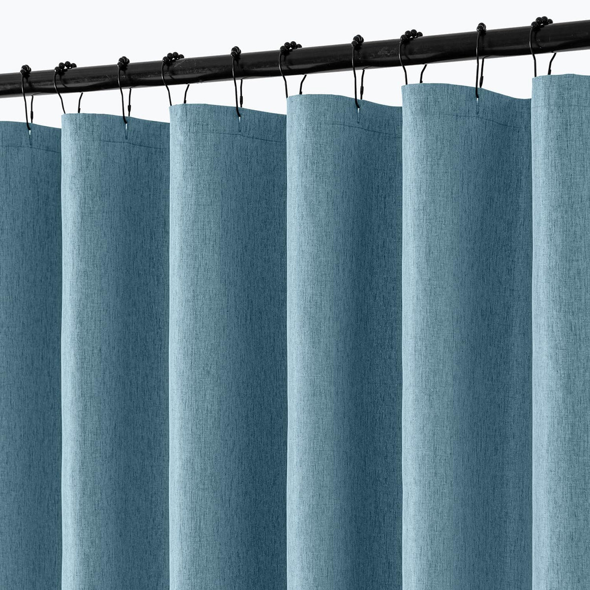 Cream Beige Linen Textured Fabric Shower Curtain Set - W72xL72