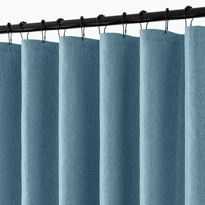 Cream Beige Linen Textured Fabric Shower Curtain Set - W72xL72