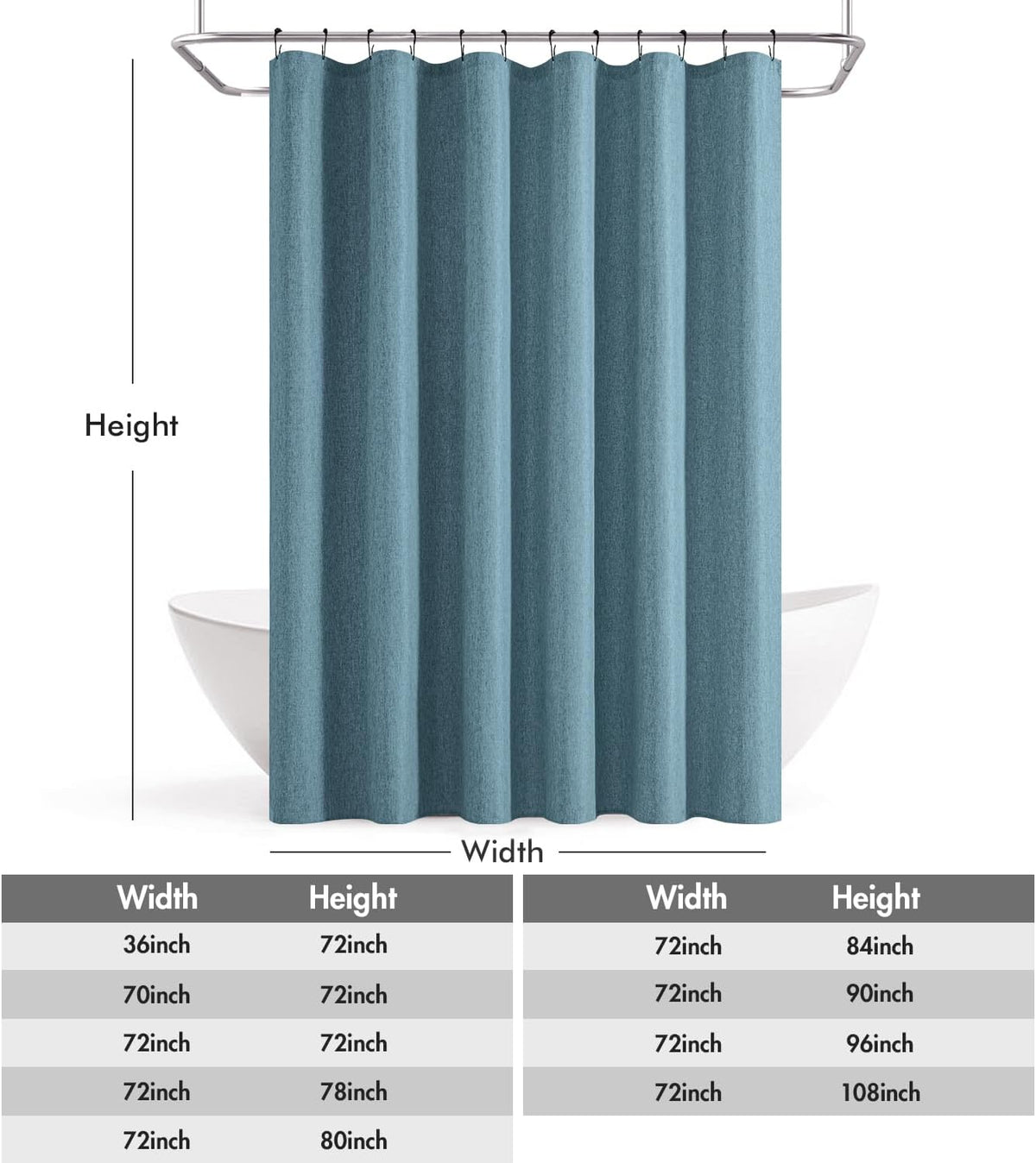 Cream Beige Linen Textured Fabric Shower Curtain Set - W72xL72