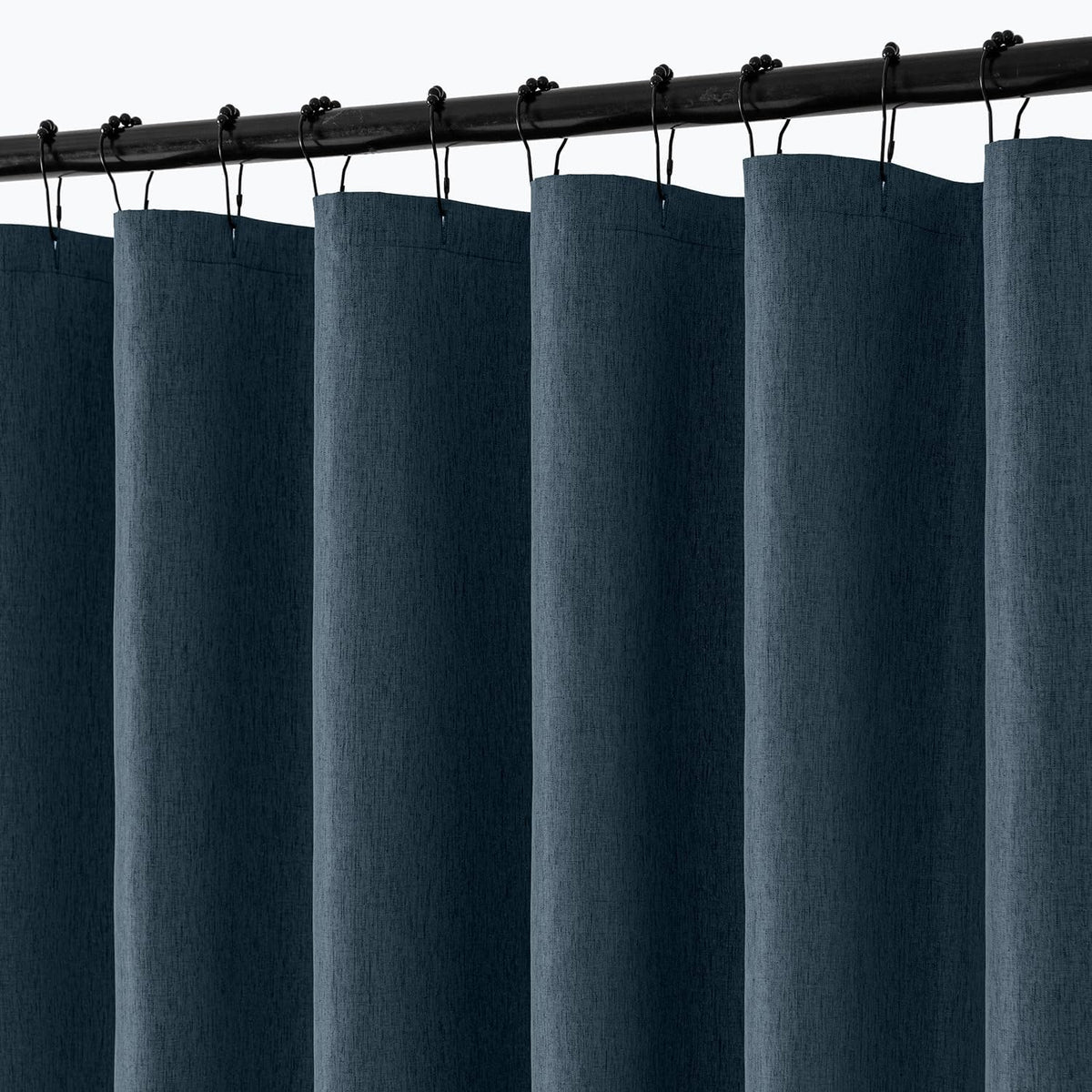Cream Beige Linen Textured Fabric Shower Curtain Set - W72xL72
