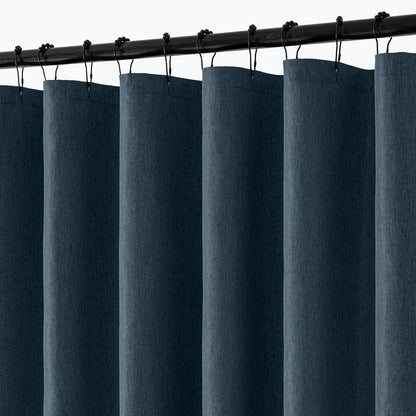 Cream Beige Linen Textured Fabric Shower Curtain Set - W72xL72