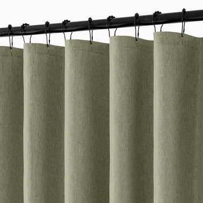Cream Beige Linen Textured Fabric Shower Curtain Set - W72xL72