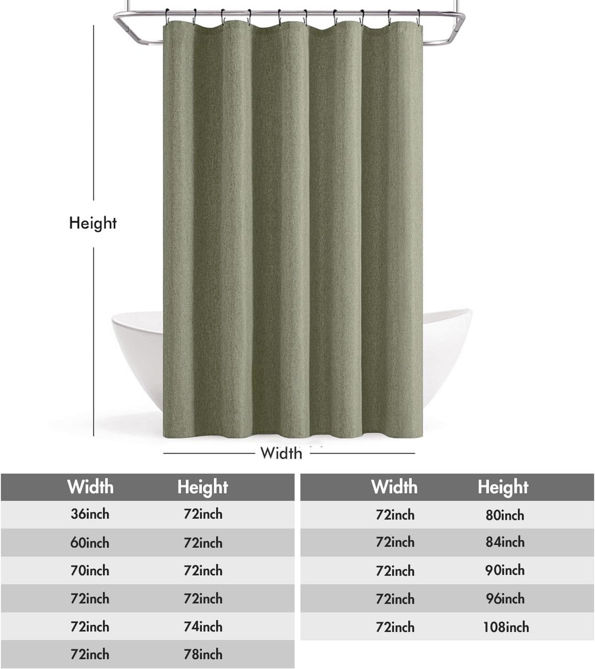 Cream Beige Linen Textured Fabric Shower Curtain Set - W72xL72