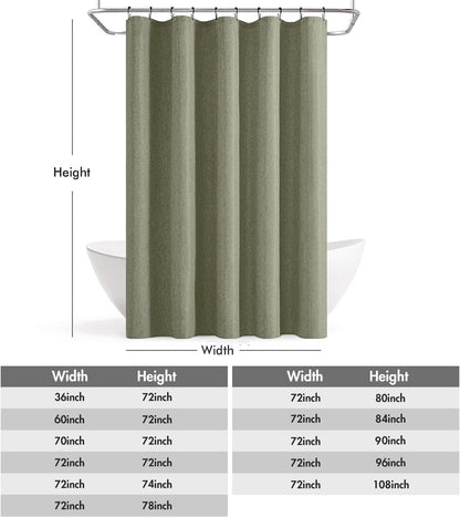 Cream Beige Linen Textured Fabric Shower Curtain Set - W72xL72