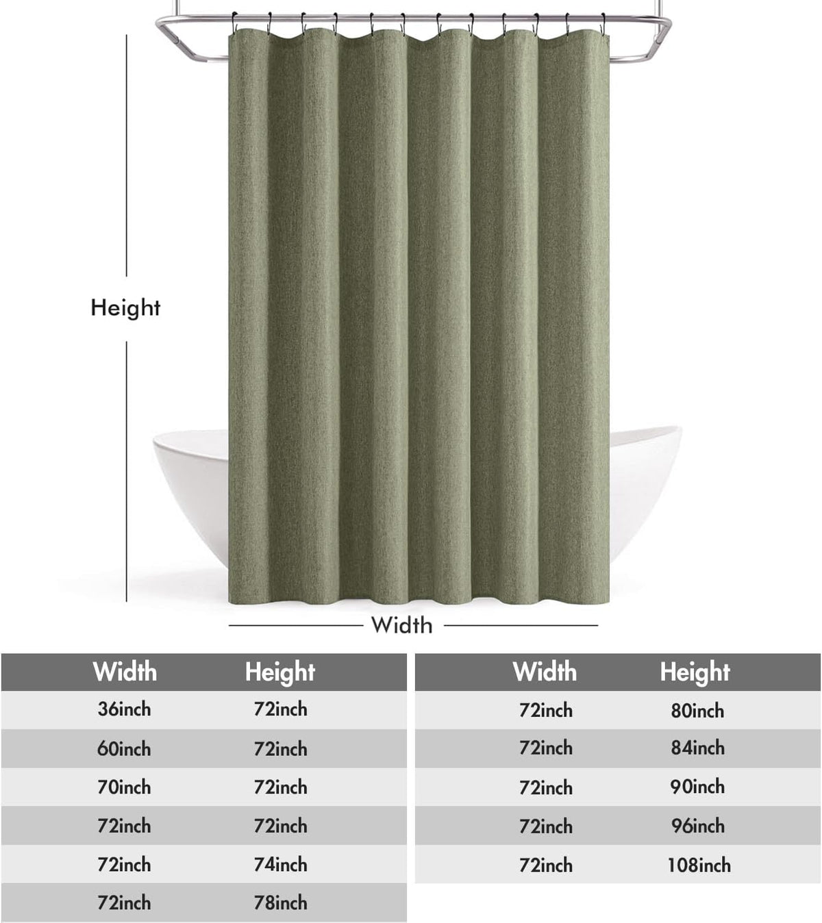 Cream Beige Linen Textured Fabric Shower Curtain Set - W72xL72