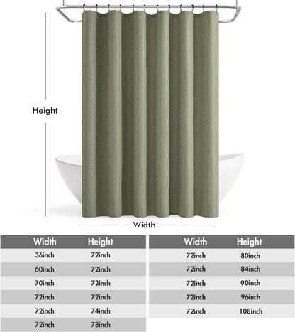 Cream Beige Linen Textured Fabric Shower Curtain Set - W72xL72