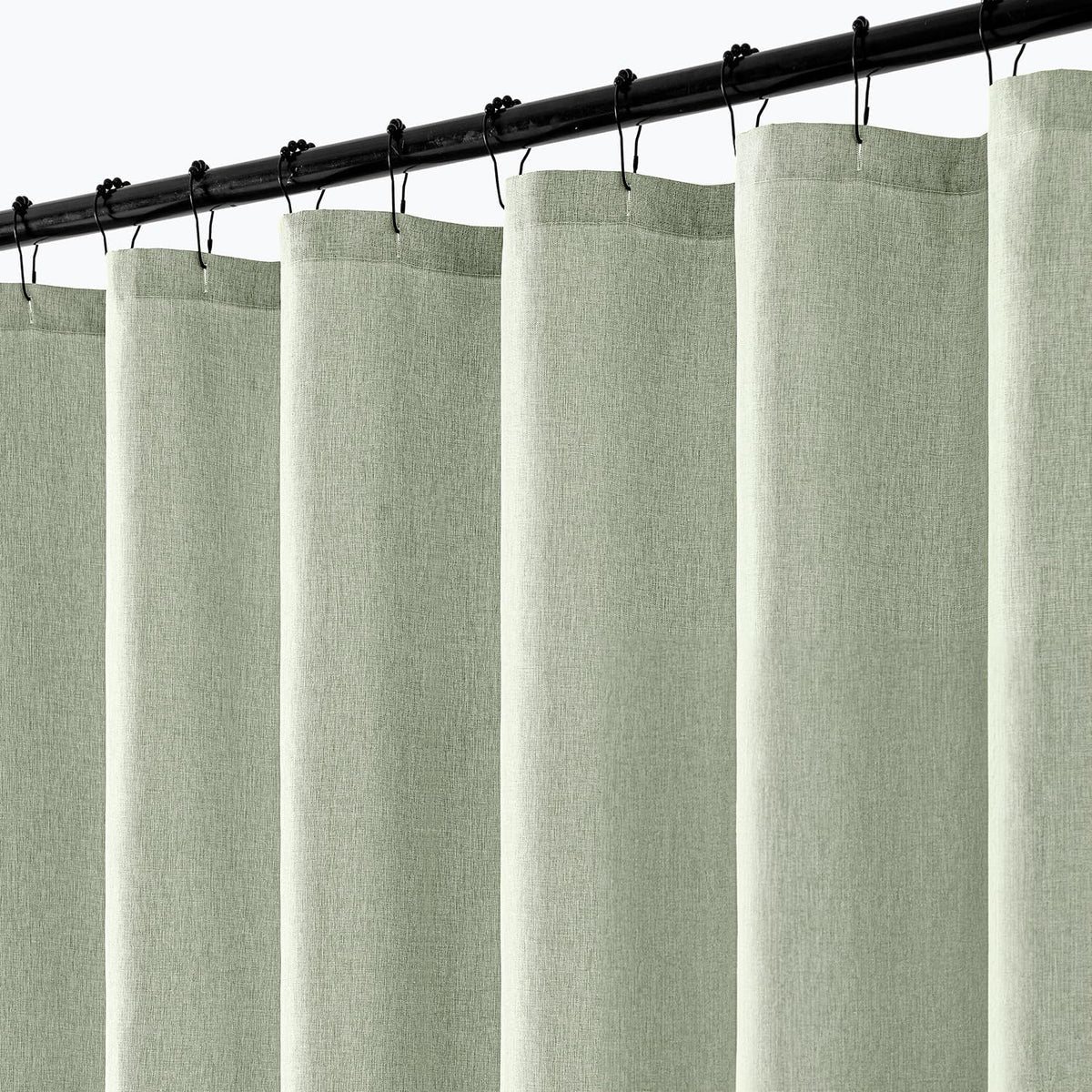 Cream Beige Linen Textured Fabric Shower Curtain Set - W72xL72