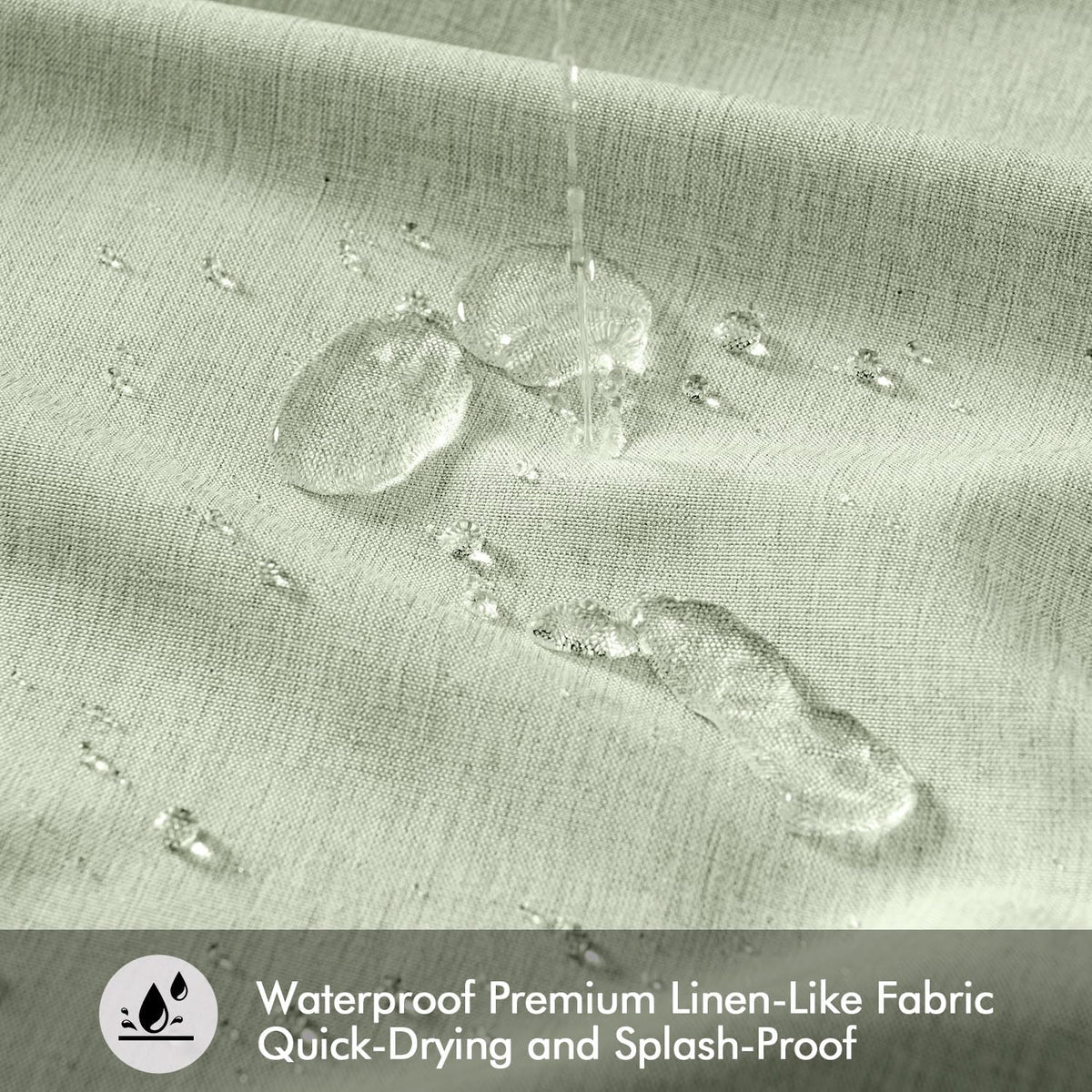 Cream Beige Linen Textured Fabric Shower Curtain Set - W72xL72