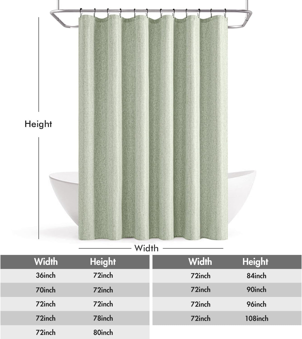 Cream Beige Linen Textured Fabric Shower Curtain Set - W72xL72