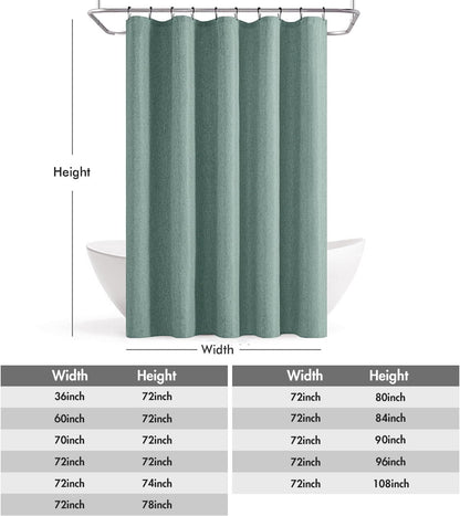 Cream Beige Linen Textured Fabric Shower Curtain Set - W72xL72