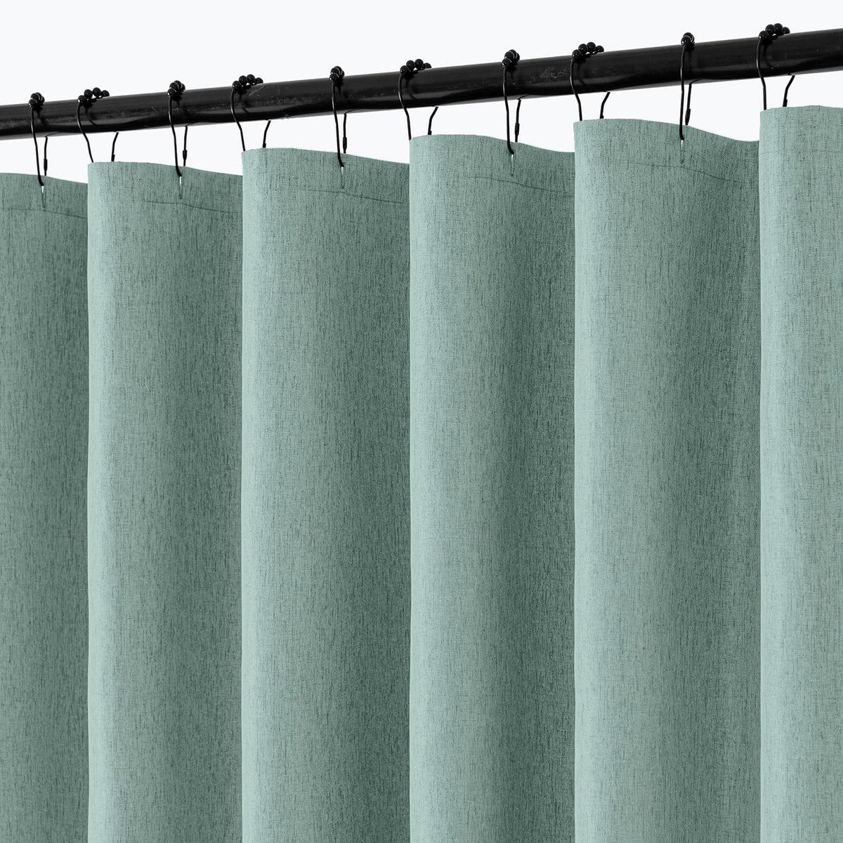 Cream Beige Linen Textured Fabric Shower Curtain Set - W72xL72