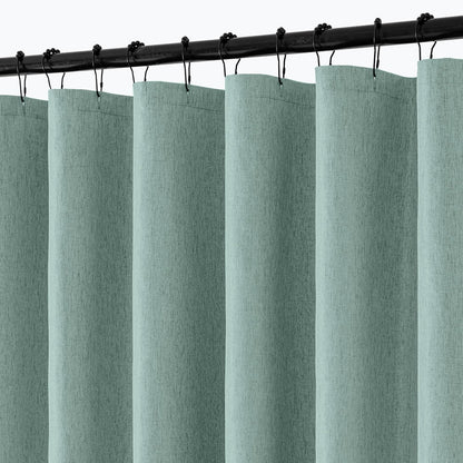 Cream Beige Linen Textured Fabric Shower Curtain Set - W72xL72