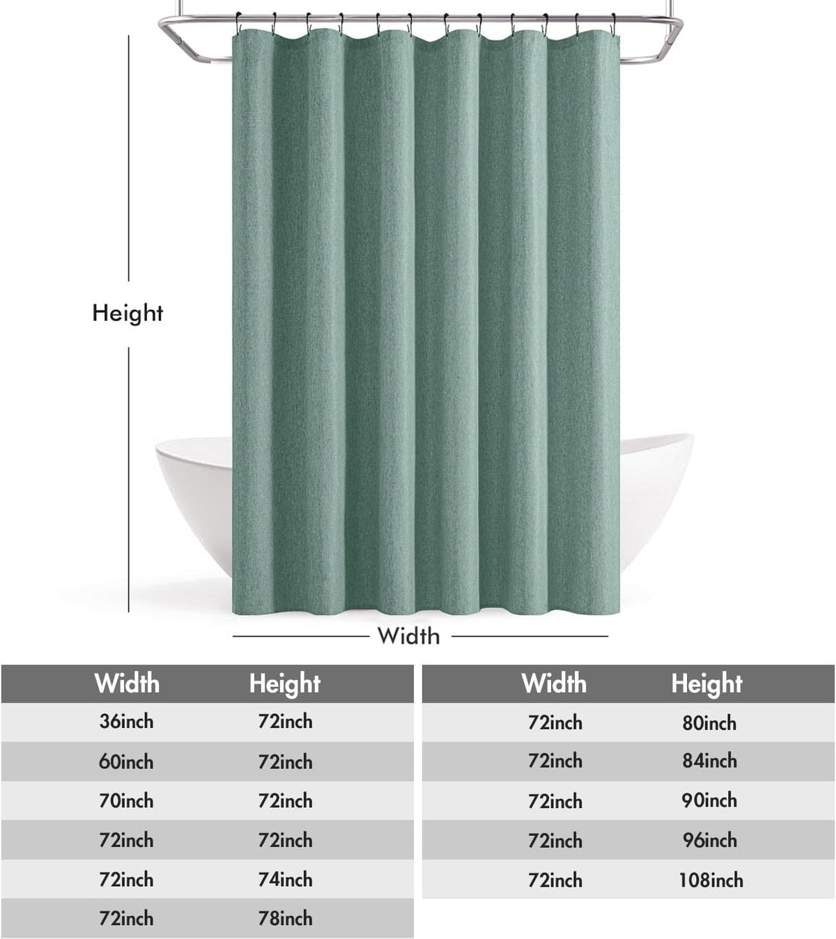 Cream Beige Linen Textured Fabric Shower Curtain Set - W72xL72
