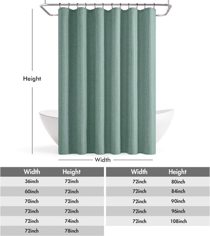Cream Beige Linen Textured Fabric Shower Curtain Set - W72xL72