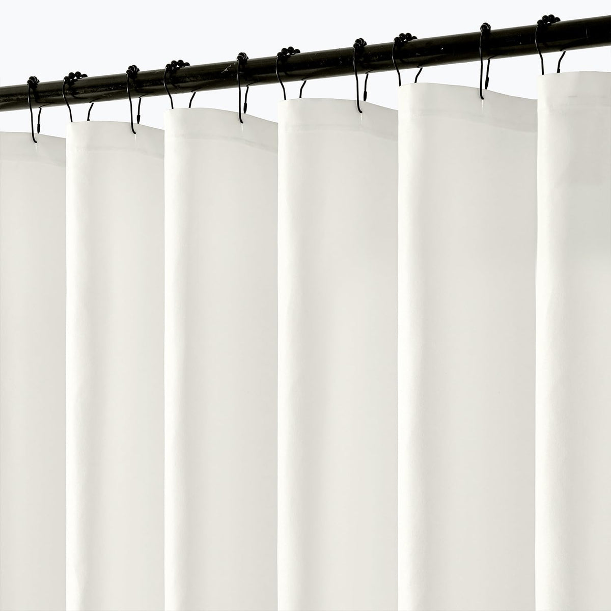 Cream Beige Linen Textured Fabric Shower Curtain Set - W72xL72