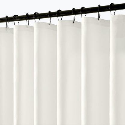 Cream Beige Linen Textured Fabric Shower Curtain Set - W72xL72