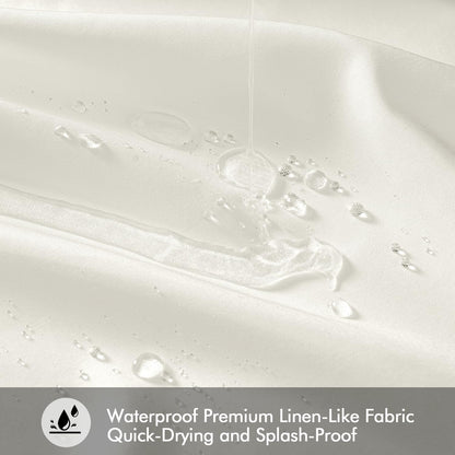 Cream Beige Linen Textured Fabric Shower Curtain Set - W72xL72