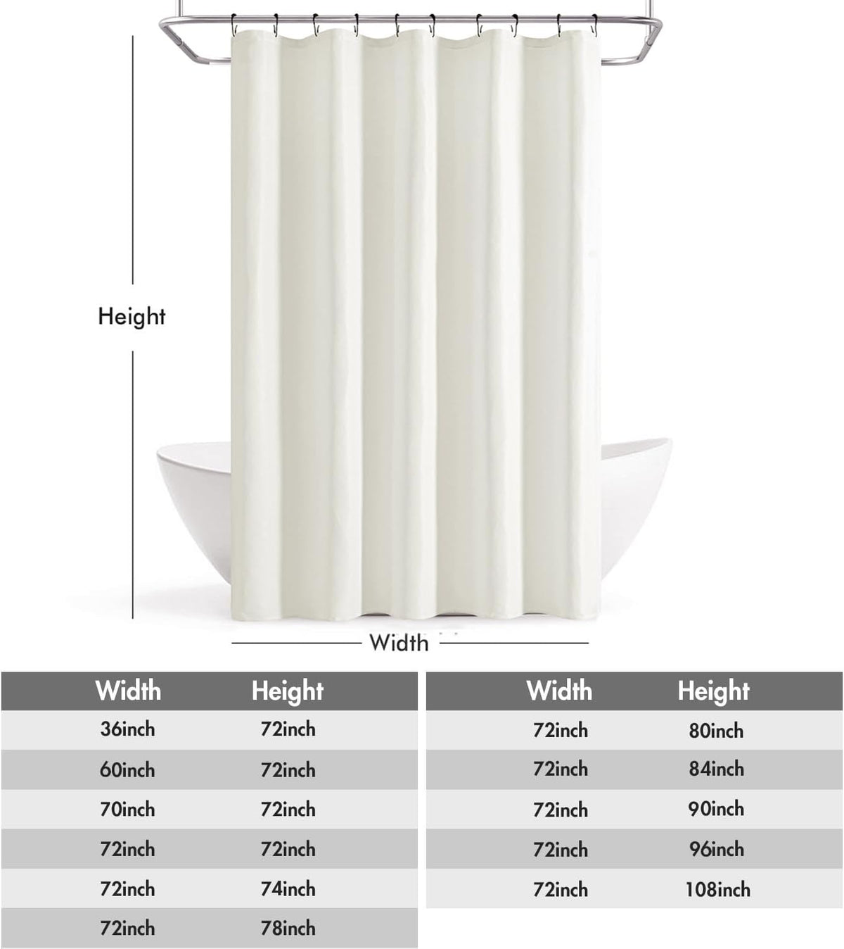 Cream Beige Linen Textured Fabric Shower Curtain Set - W72xL72