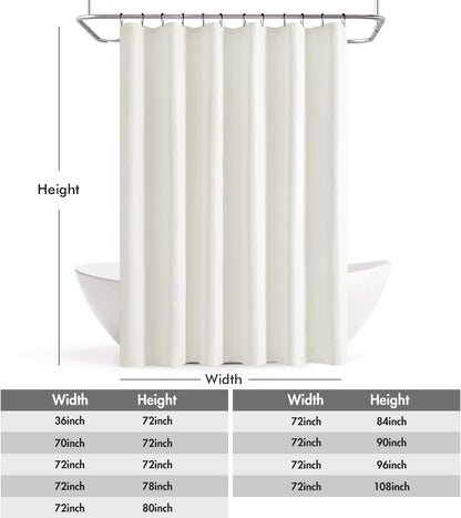 Cream Beige Linen Textured Fabric Shower Curtain Set - W72xL72