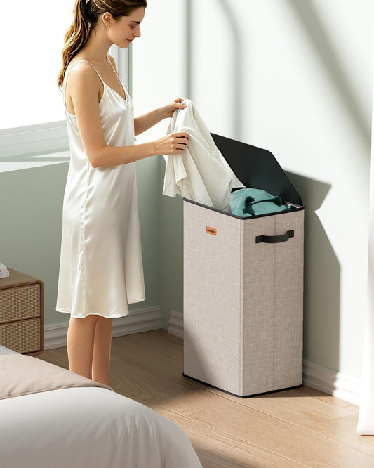 100L Large Capacity Laundry Hamper, Collapsible Laundry Basket Space-Saving, Clothes Hamper with Lid and Removable Bag for Bathroom Bedroom Laundry Room Dorm