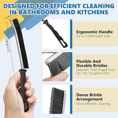 Crevice Cleaning Brush Set (12 Pack) – Hard Bristle Gap Cleaning Tool for Window Tracks, Grout & Bathroom Corners – Thin Deep Cleaning Brush for Kitchen Sink, Sliding Door Tracks & Tight Spaces
