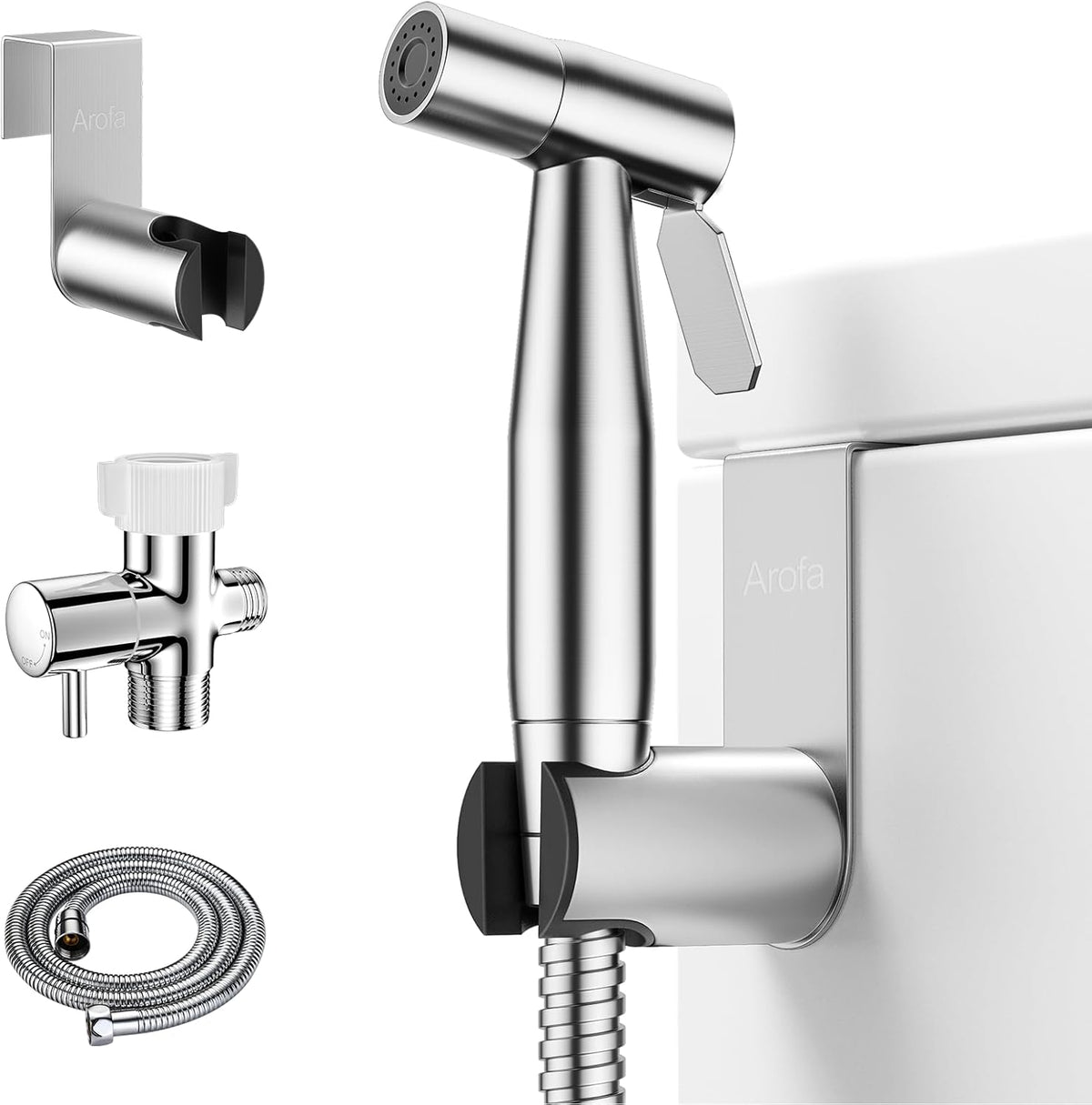 Handheld Bidet Sprayer, Bidet Attachment for Toilet, Brushed Nickel