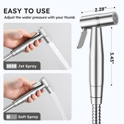 Handheld Bidet Sprayer, Bidet Attachment for Toilet, Brushed Nickel