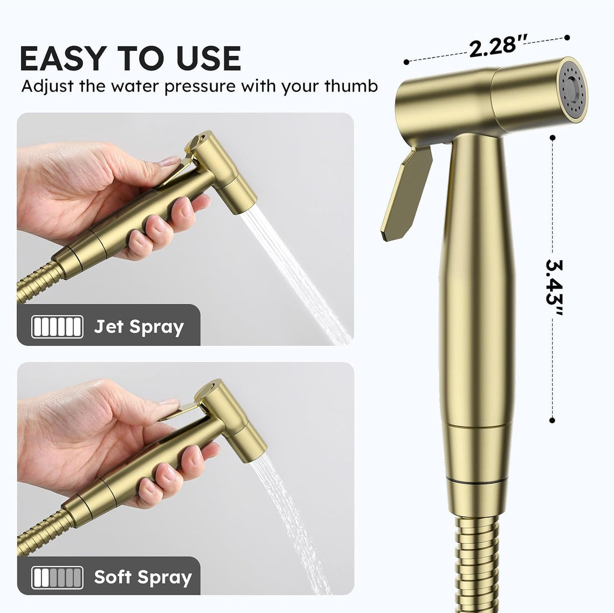 Handheld Bidet Sprayer, Bidet Attachment for Toilet, Brushed Nickel