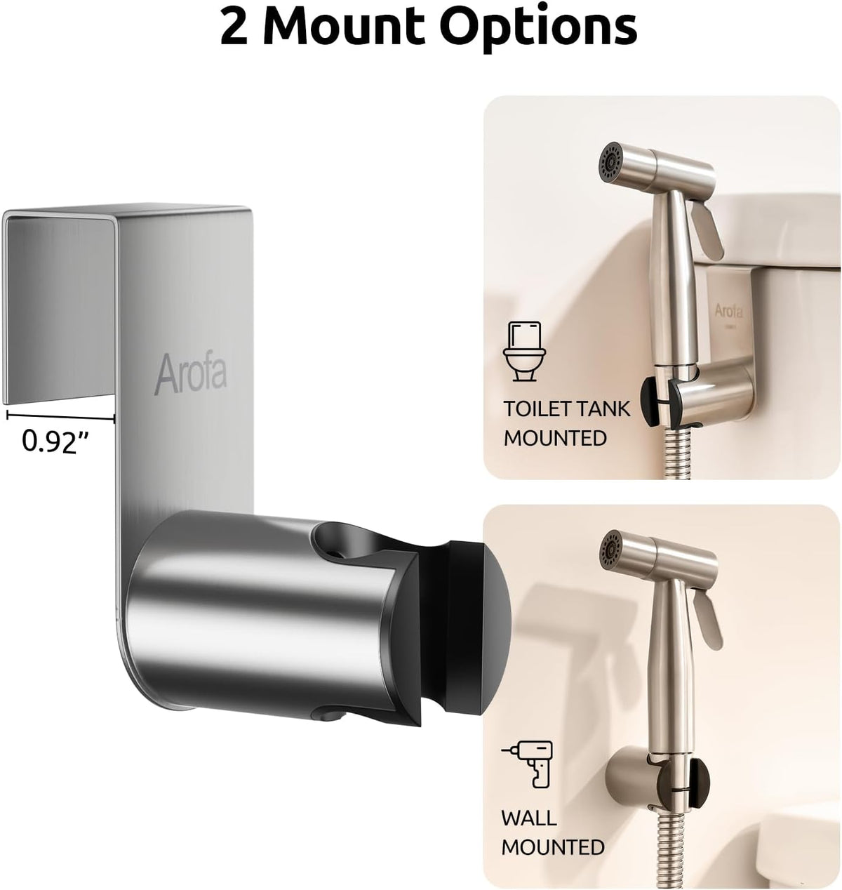 Handheld Bidet Sprayer, Bidet Attachment for Toilet, Brushed Nickel