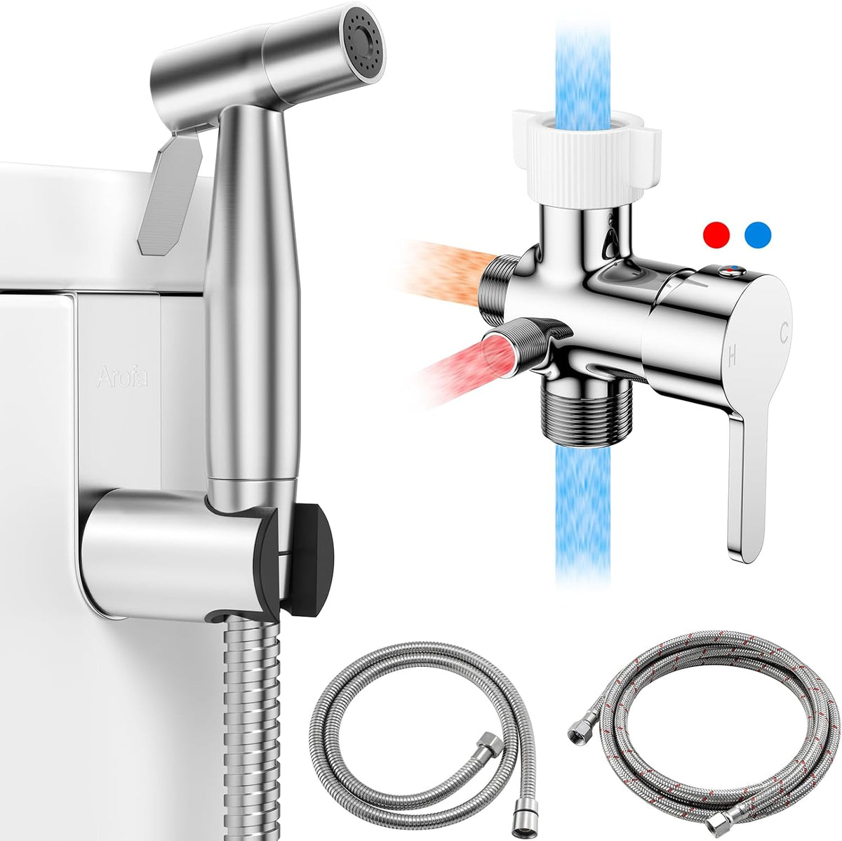 Handheld Bidet Sprayer, Bidet Attachment for Toilet, Brushed Nickel