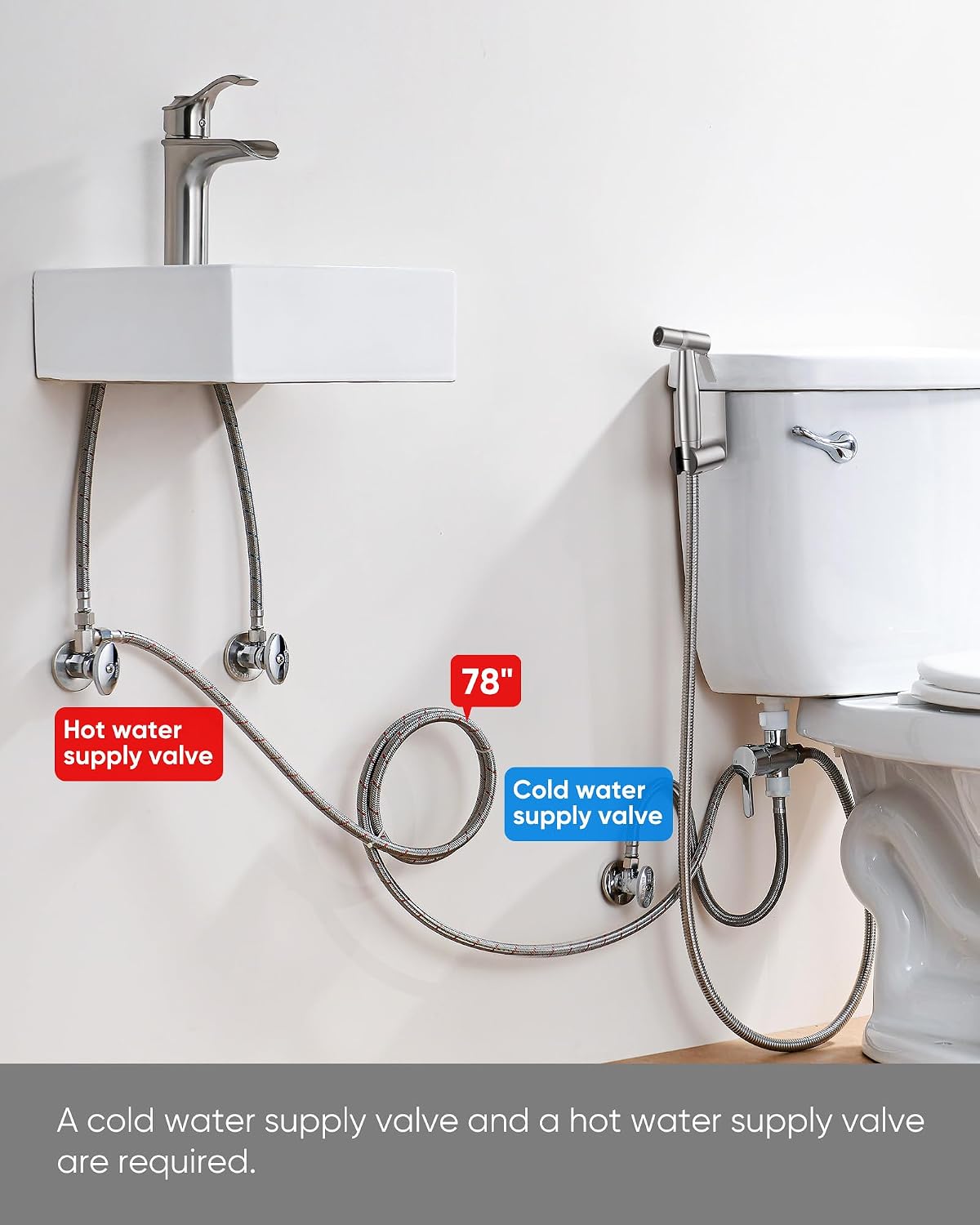 Handheld Bidet Sprayer, Bidet Attachment for Toilet, Brushed Nickel