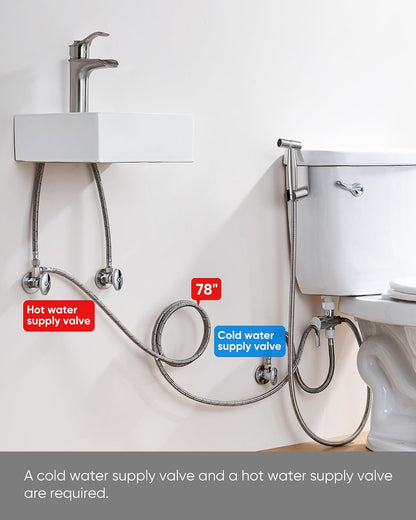 Handheld Bidet Sprayer, Bidet Attachment for Toilet, Brushed Nickel
