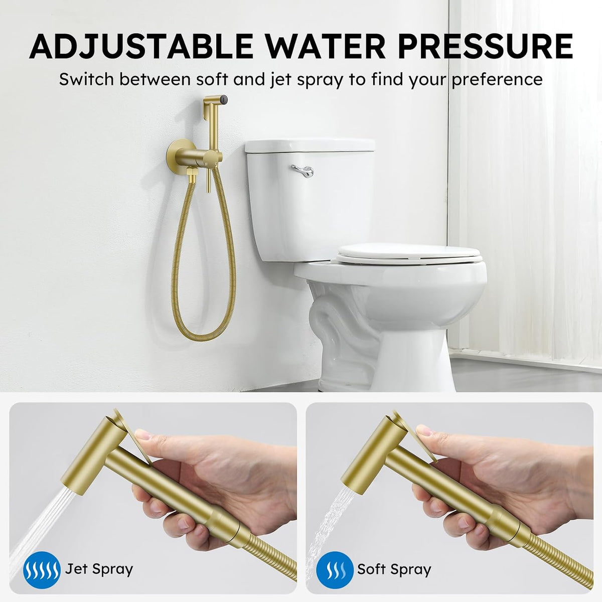 Handheld Bidet Sprayer, Bidet Attachment for Toilet, Brushed Nickel
