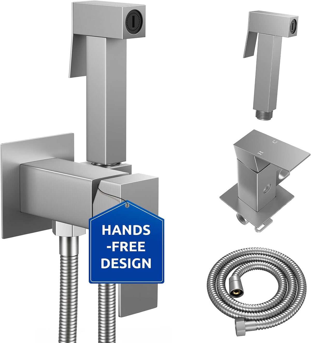 Handheld Bidet Sprayer, Bidet Attachment for Toilet, Brushed Nickel