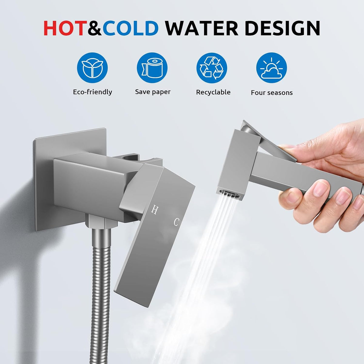 Handheld Bidet Sprayer, Bidet Attachment for Toilet, Brushed Nickel