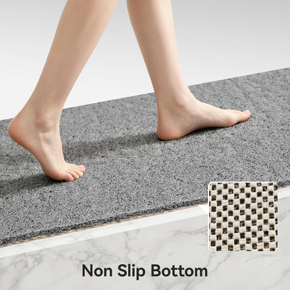 Soft Textured Bath, Shower, Tub Mat, 24x16 Inch Rectangular, Phthalate Free, Non Slip Comfort Bathtub Mats with Drain, PVC Loofah Bathroom Mat for Wet Areas, Quick Drying, Grey