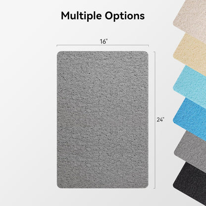 Soft Textured Bath, Shower, Tub Mat, 24x16 Inch Rectangular, Phthalate Free, Non Slip Comfort Bathtub Mats with Drain, PVC Loofah Bathroom Mat for Wet Areas, Quick Drying, Grey