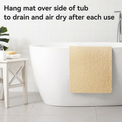 Soft Textured Bath, Shower, Tub Mat, 24x16 Inch Rectangular, Phthalate Free, Non Slip Comfort Bathtub Mats with Drain, PVC Loofah Bathroom Mat for Wet Areas, Quick Drying, Grey