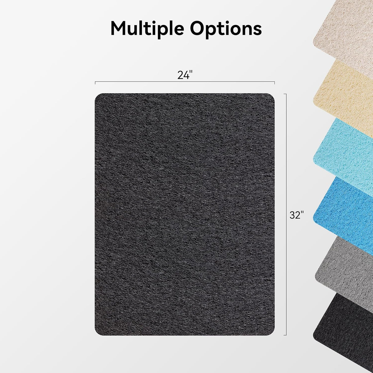 Soft Textured Bath, Shower, Tub Mat, 24x16 Inch Rectangular, Phthalate Free, Non Slip Comfort Bathtub Mats with Drain, PVC Loofah Bathroom Mat for Wet Areas, Quick Drying, Grey