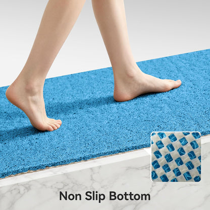 Soft Textured Bath, Shower, Tub Mat, 24x16 Inch Rectangular, Phthalate Free, Non Slip Comfort Bathtub Mats with Drain, PVC Loofah Bathroom Mat for Wet Areas, Quick Drying, Grey