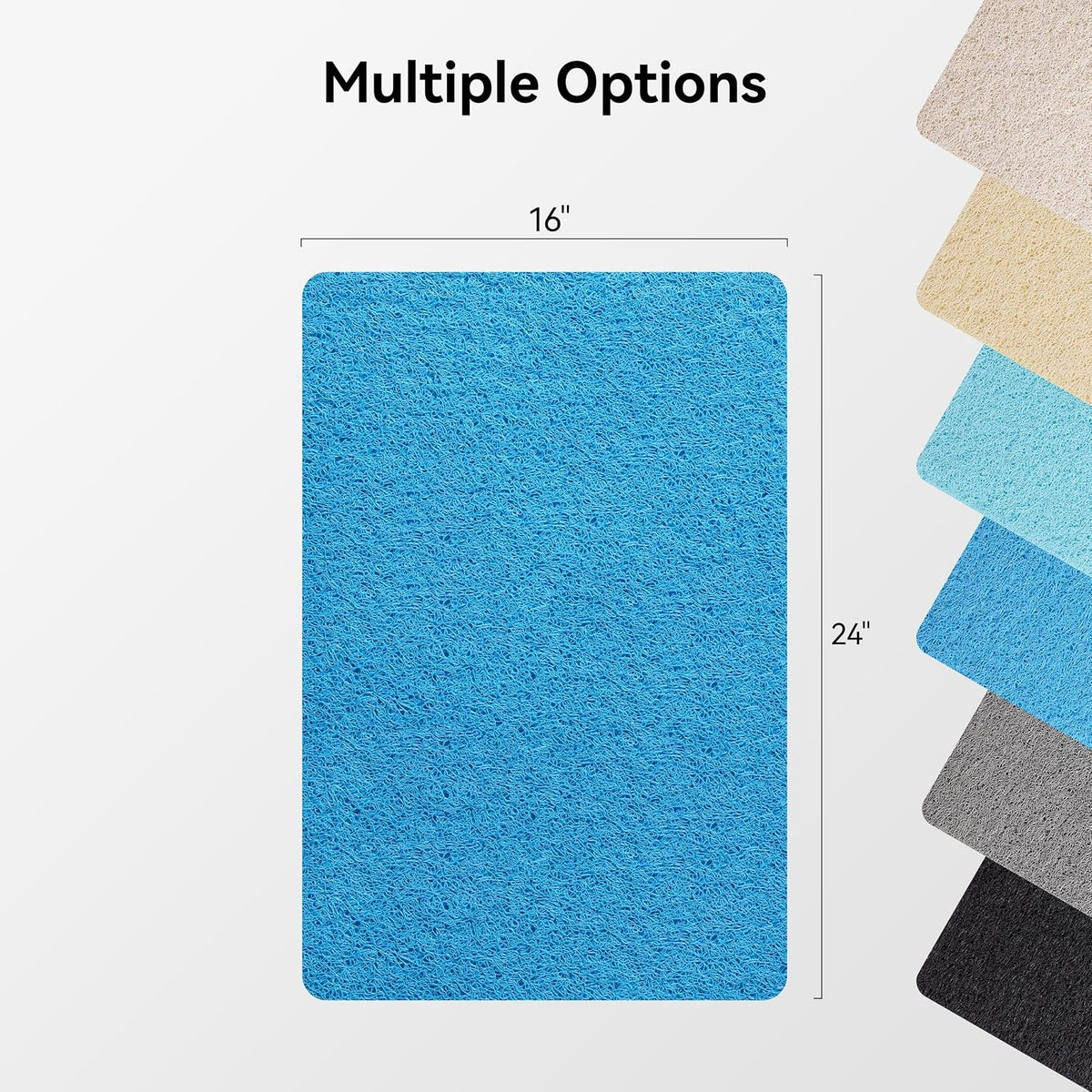Soft Textured Bath, Shower, Tub Mat, 24x16 Inch Rectangular, Phthalate Free, Non Slip Comfort Bathtub Mats with Drain, PVC Loofah Bathroom Mat for Wet Areas, Quick Drying, Grey