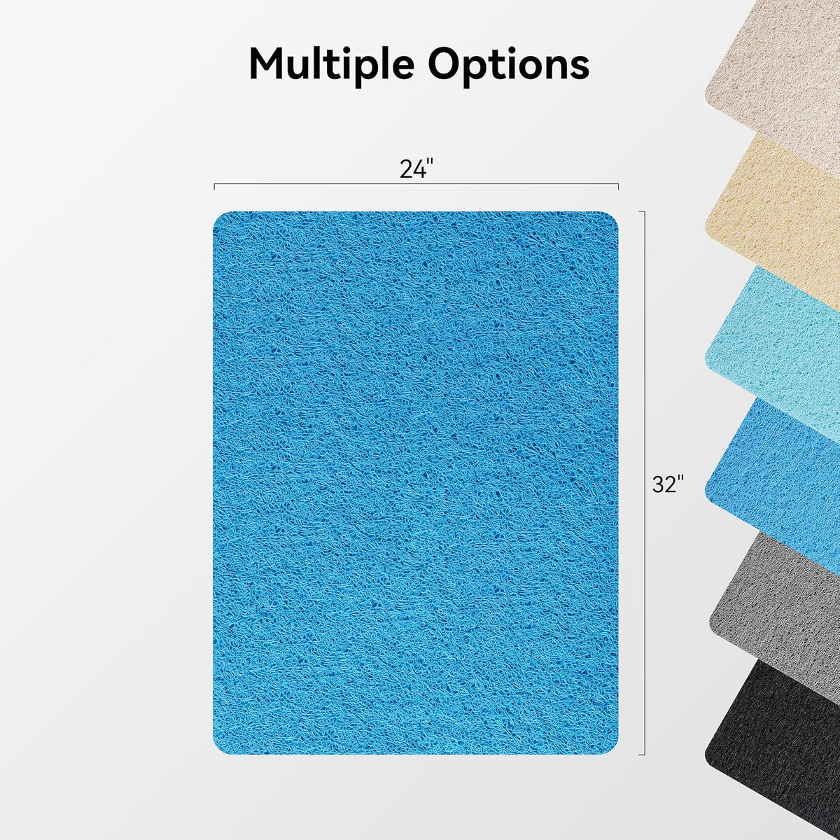 Soft Textured Bath, Shower, Tub Mat, 24x16 Inch Rectangular, Phthalate Free, Non Slip Comfort Bathtub Mats with Drain, PVC Loofah Bathroom Mat for Wet Areas, Quick Drying, Grey