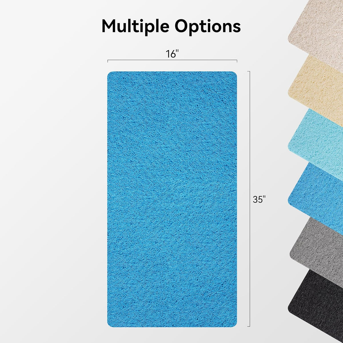 Soft Textured Bath, Shower, Tub Mat, 24x16 Inch Rectangular, Phthalate Free, Non Slip Comfort Bathtub Mats with Drain, PVC Loofah Bathroom Mat for Wet Areas, Quick Drying, Grey