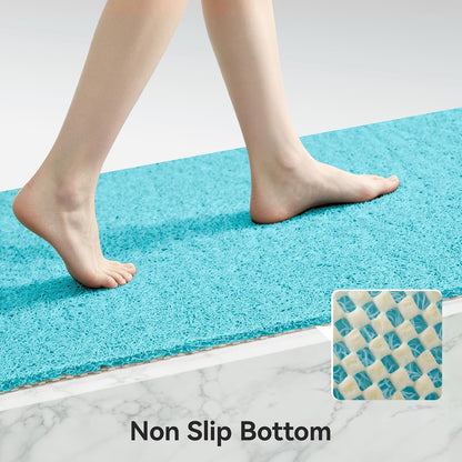 Soft Textured Bath, Shower, Tub Mat, 24x16 Inch Rectangular, Phthalate Free, Non Slip Comfort Bathtub Mats with Drain, PVC Loofah Bathroom Mat for Wet Areas, Quick Drying, Grey