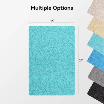 Soft Textured Bath, Shower, Tub Mat, 24x16 Inch Rectangular, Phthalate Free, Non Slip Comfort Bathtub Mats with Drain, PVC Loofah Bathroom Mat for Wet Areas, Quick Drying, Grey