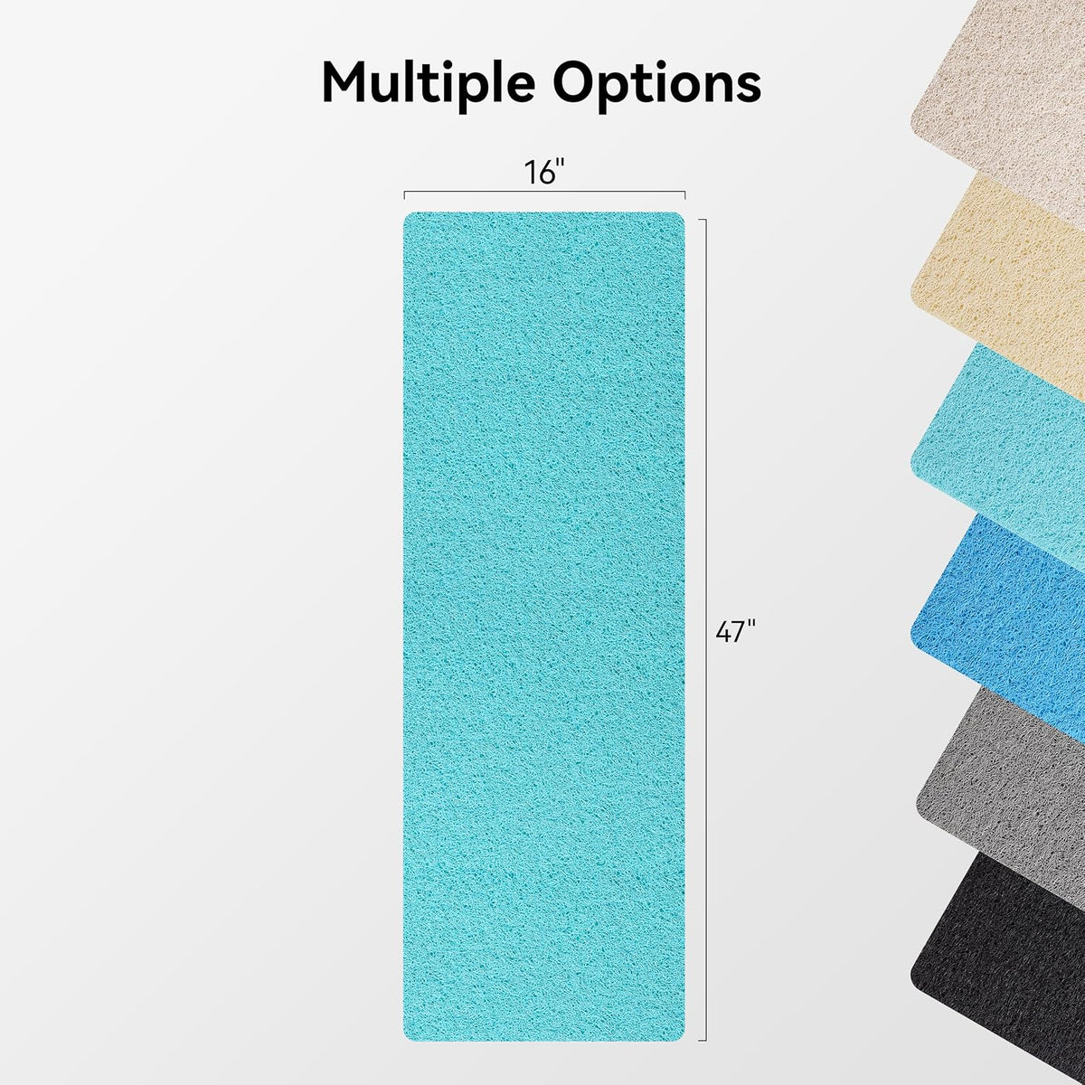 Soft Textured Bath, Shower, Tub Mat, 24x16 Inch Rectangular, Phthalate Free, Non Slip Comfort Bathtub Mats with Drain, PVC Loofah Bathroom Mat for Wet Areas, Quick Drying, Grey