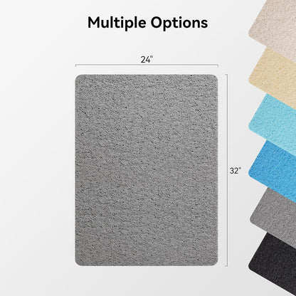 Soft Textured Bath, Shower, Tub Mat, 24x16 Inch Rectangular, Phthalate Free, Non Slip Comfort Bathtub Mats with Drain, PVC Loofah Bathroom Mat for Wet Areas, Quick Drying, Grey