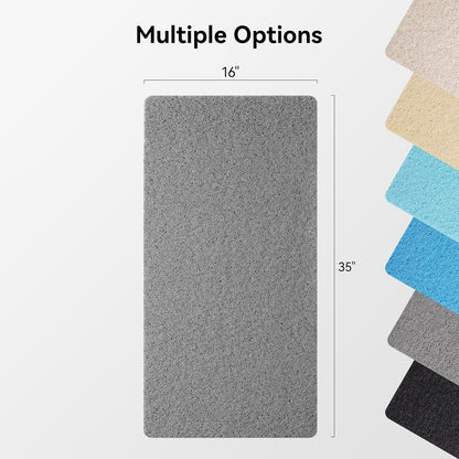 Soft Textured Bath, Shower, Tub Mat, 24x16 Inch Rectangular, Phthalate Free, Non Slip Comfort Bathtub Mats with Drain, PVC Loofah Bathroom Mat for Wet Areas, Quick Drying, Grey