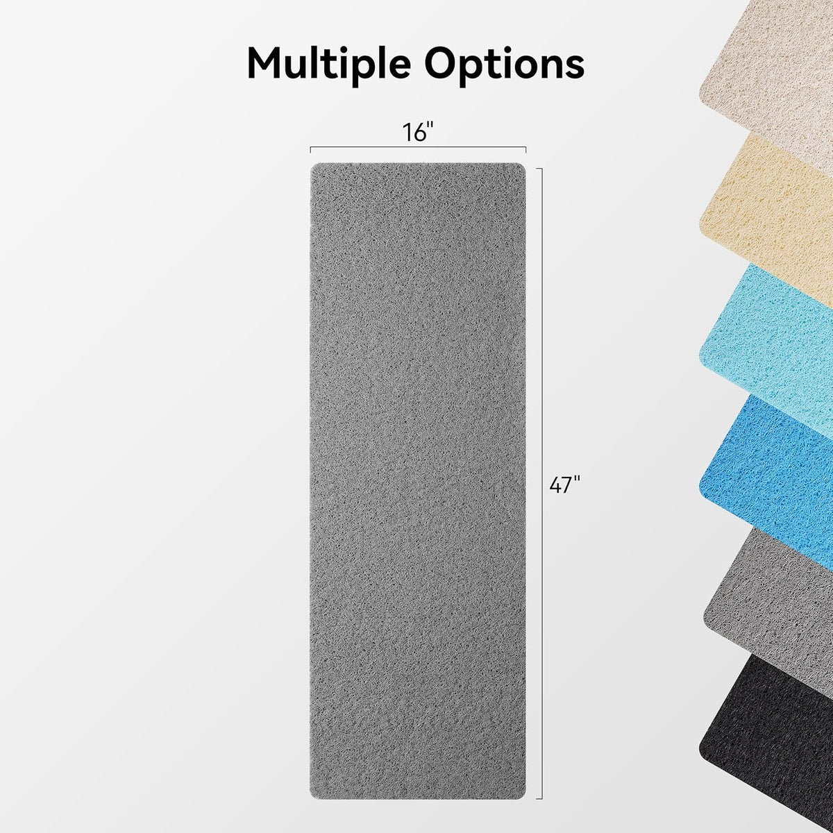 Soft Textured Bath, Shower, Tub Mat, 24x16 Inch Rectangular, Phthalate Free, Non Slip Comfort Bathtub Mats with Drain, PVC Loofah Bathroom Mat for Wet Areas, Quick Drying, Grey