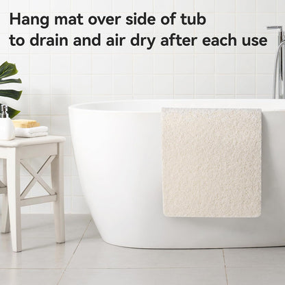Soft Textured Bath, Shower, Tub Mat, 24x16 Inch Rectangular, Phthalate Free, Non Slip Comfort Bathtub Mats with Drain, PVC Loofah Bathroom Mat for Wet Areas, Quick Drying, Grey